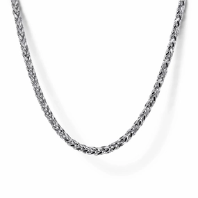 Bold Radiance Timeless Shine Craftwork 22" 925 Sterling Silver Men's Wheat Chain Necklace