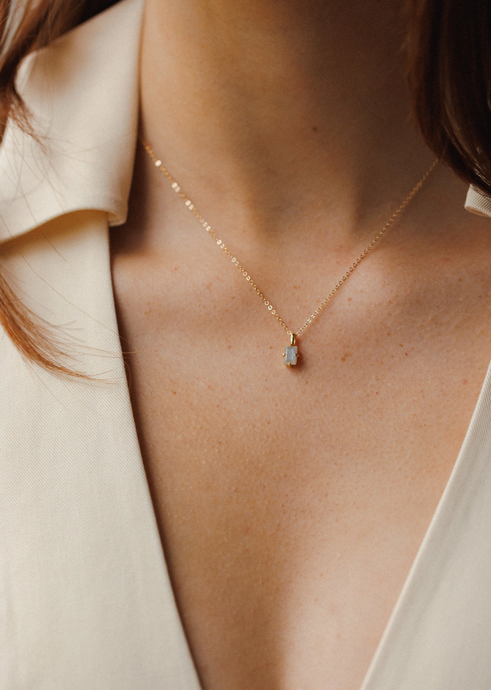 Labradorite Grand Baguette Necklace Office Vibe