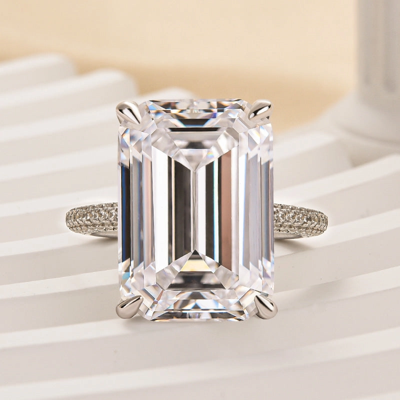 Louily Captivating Emerald Cut Engagement Ring For Women Special Occasion
