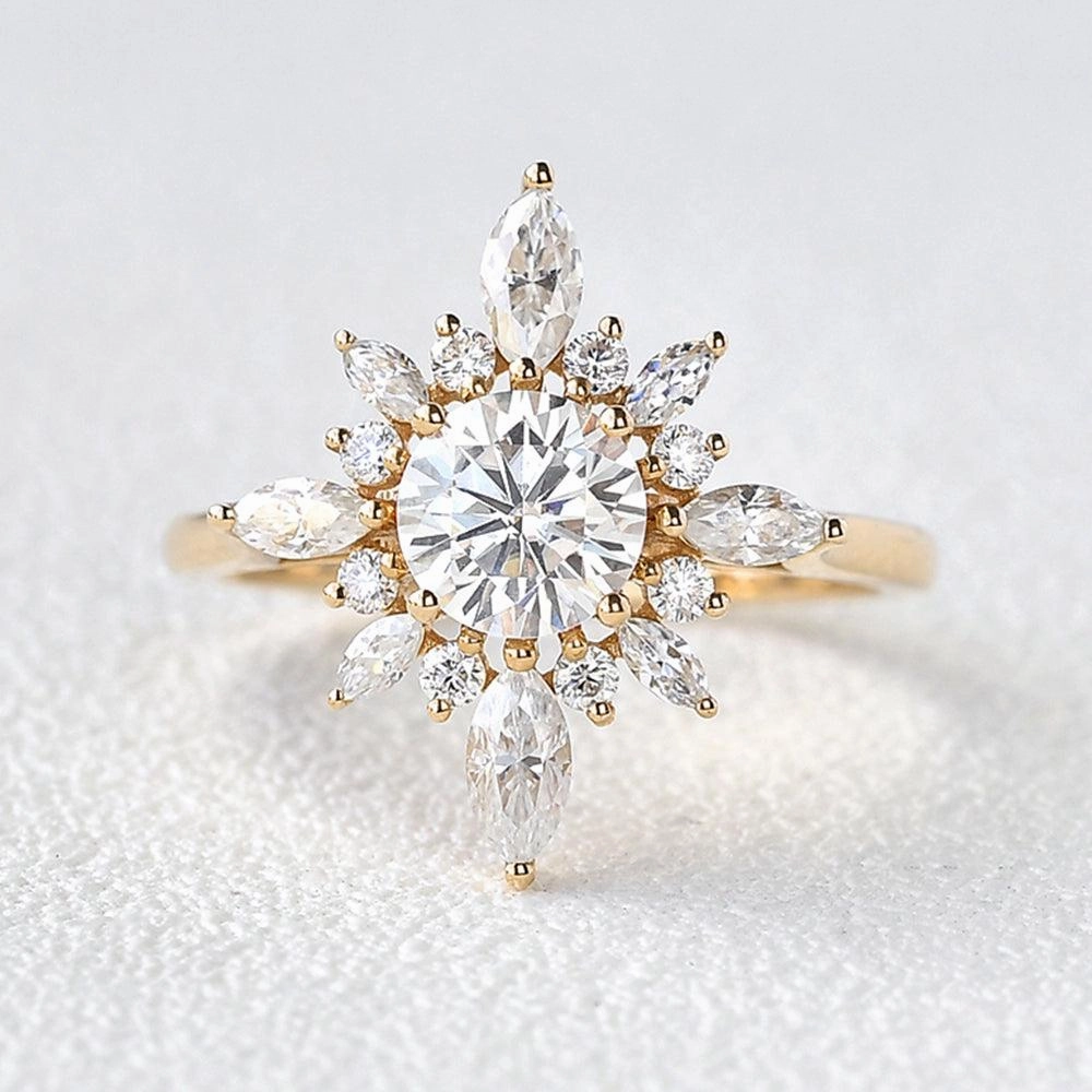 1.0ct Moissanite Floral Vintage Halo Ring Vibrant Accessories