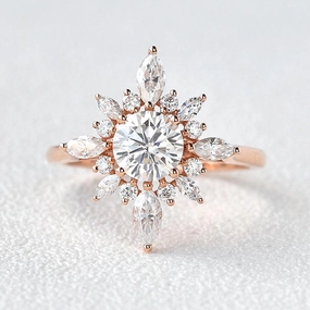 Flawless Cut Dazzling Charm 1.0ct Moissanite Floral Vintage Halo Ring