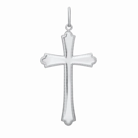 Sterling Silver Cross Necklace with Beaded Edge Elegant Flow