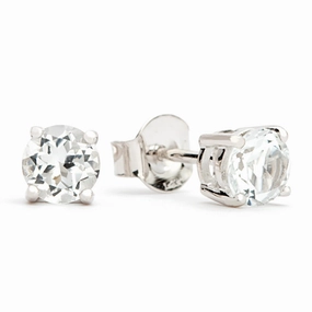 Office Decoration Sophisticated Must-Have Bremer Jewelry Round Topaz Solitaire/Stud Earrings in 14K White Gold (1.17ctw)