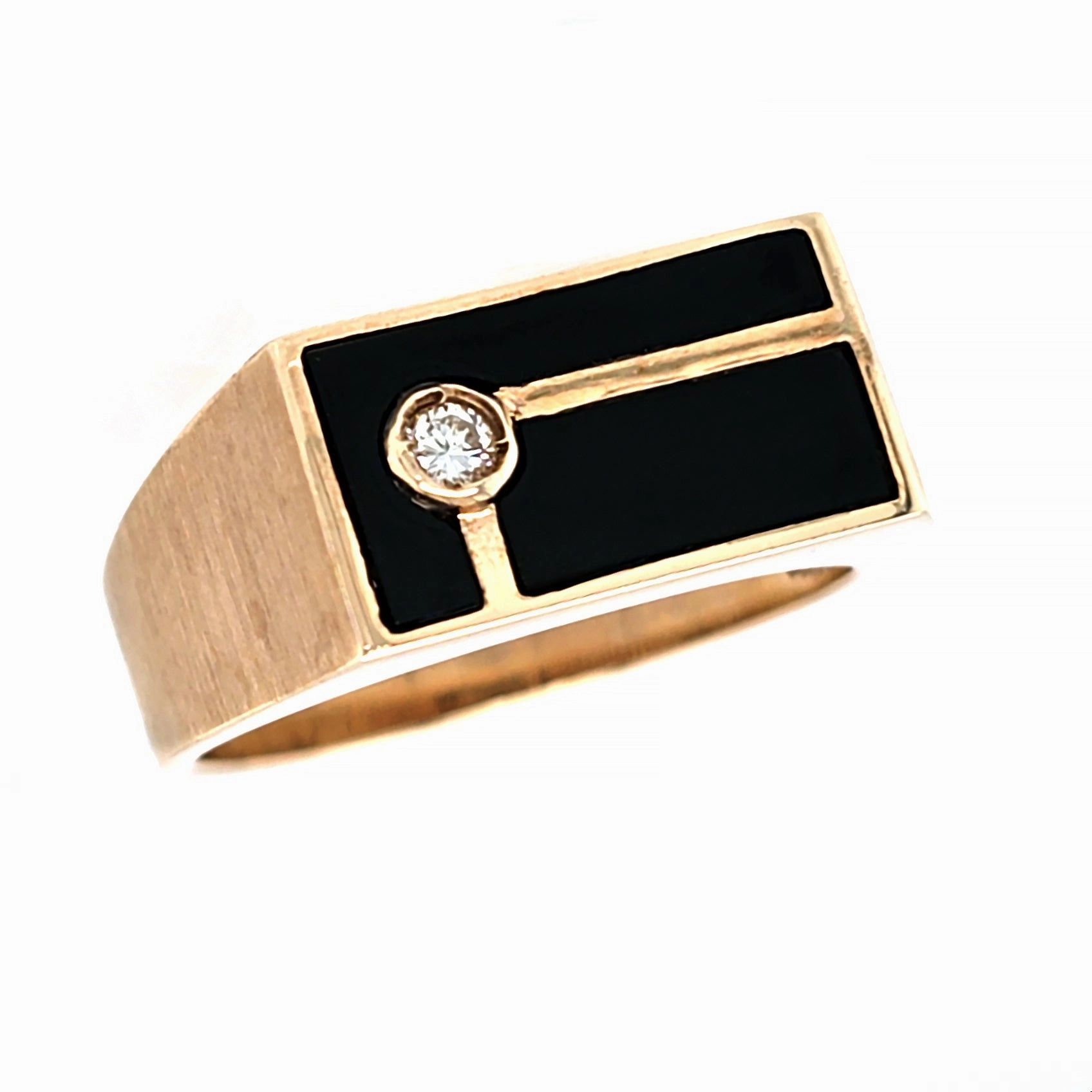 Sparkling Decoration Seasonal piece Onyx & Diamond Brushed Finish Ring