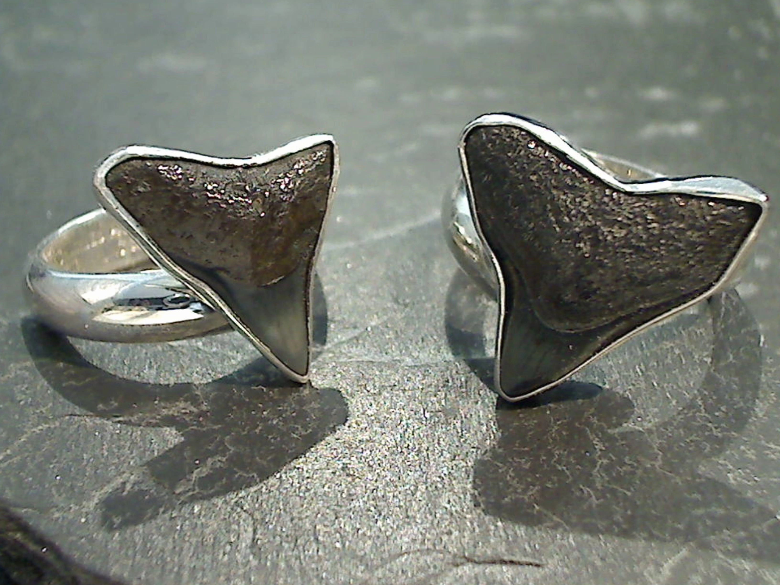 Unique product Adjustable Size Fossil Shark Tooth, Fine Sterling Silver Ring