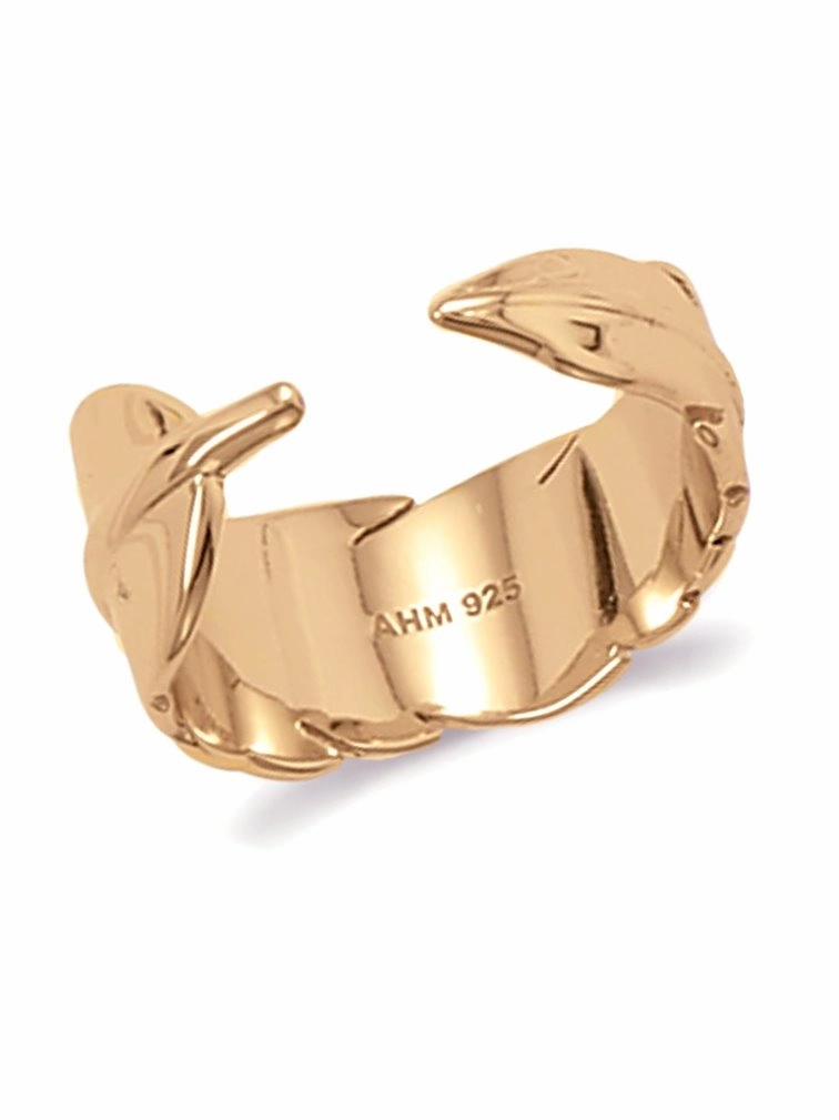 Feather Ring Gold-plated Sterling Silver Open Front or Back Cute Gift Weekend Accent