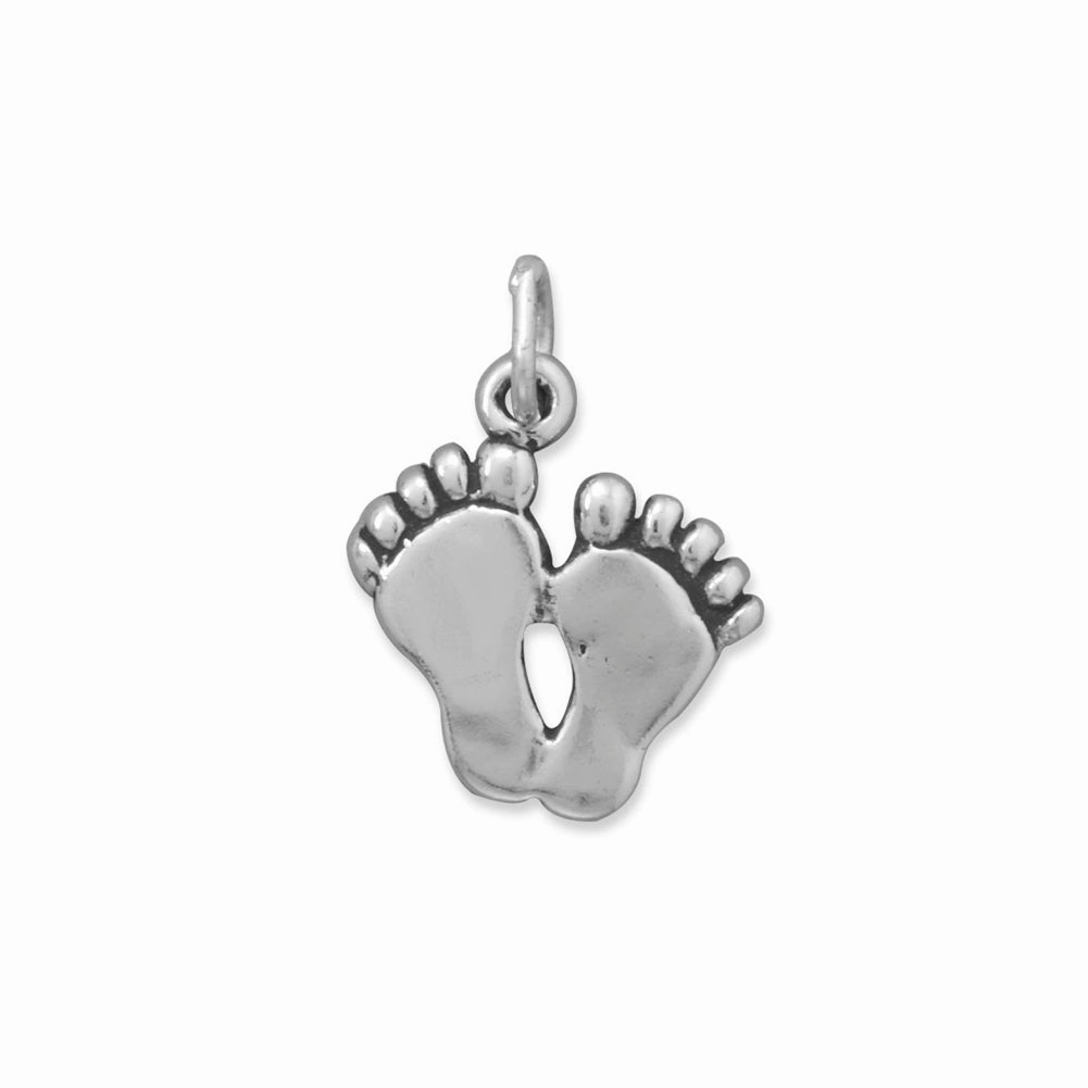 Elegant Snap Feet Footprints Charm Sterling Silver