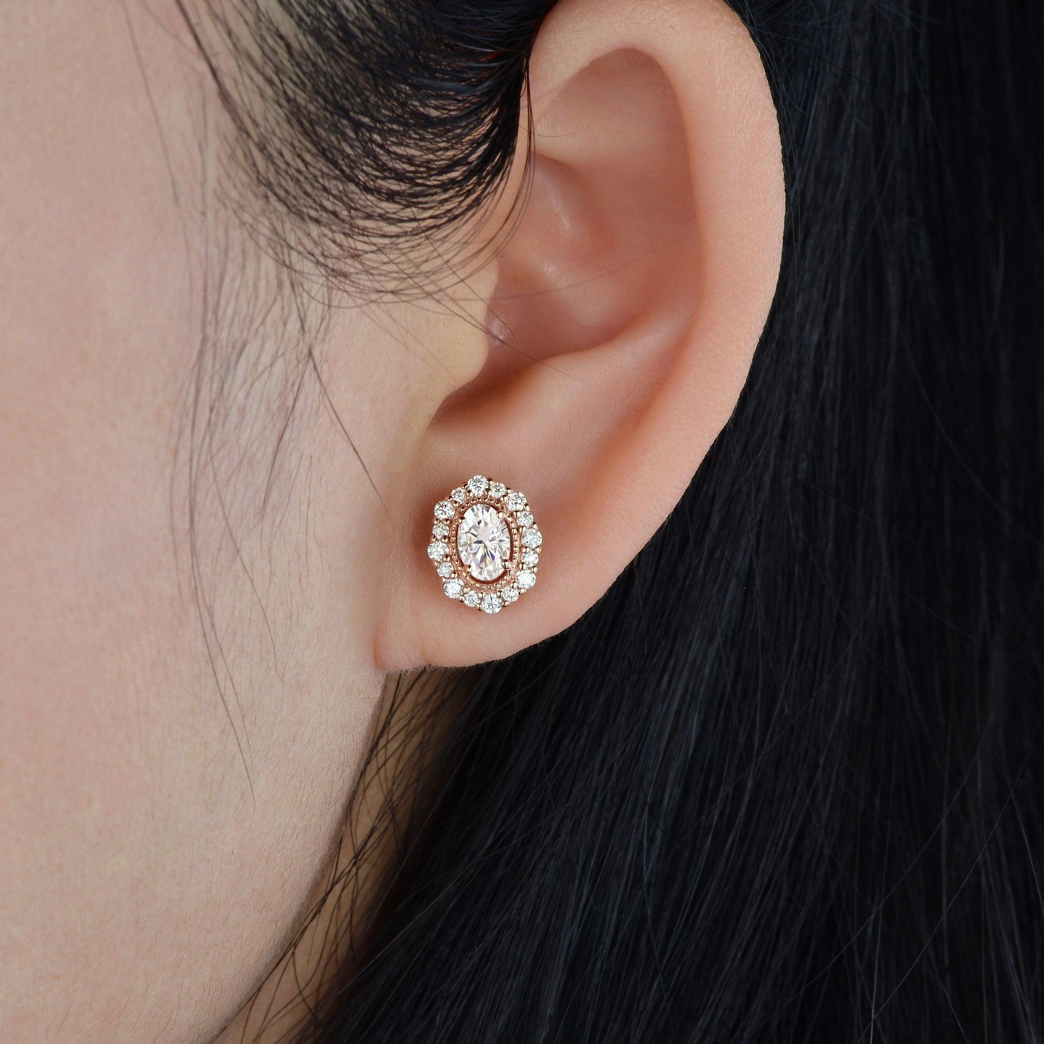 Impeccable Detail Felicegals Moissanite Halo Extravaganza Earrings