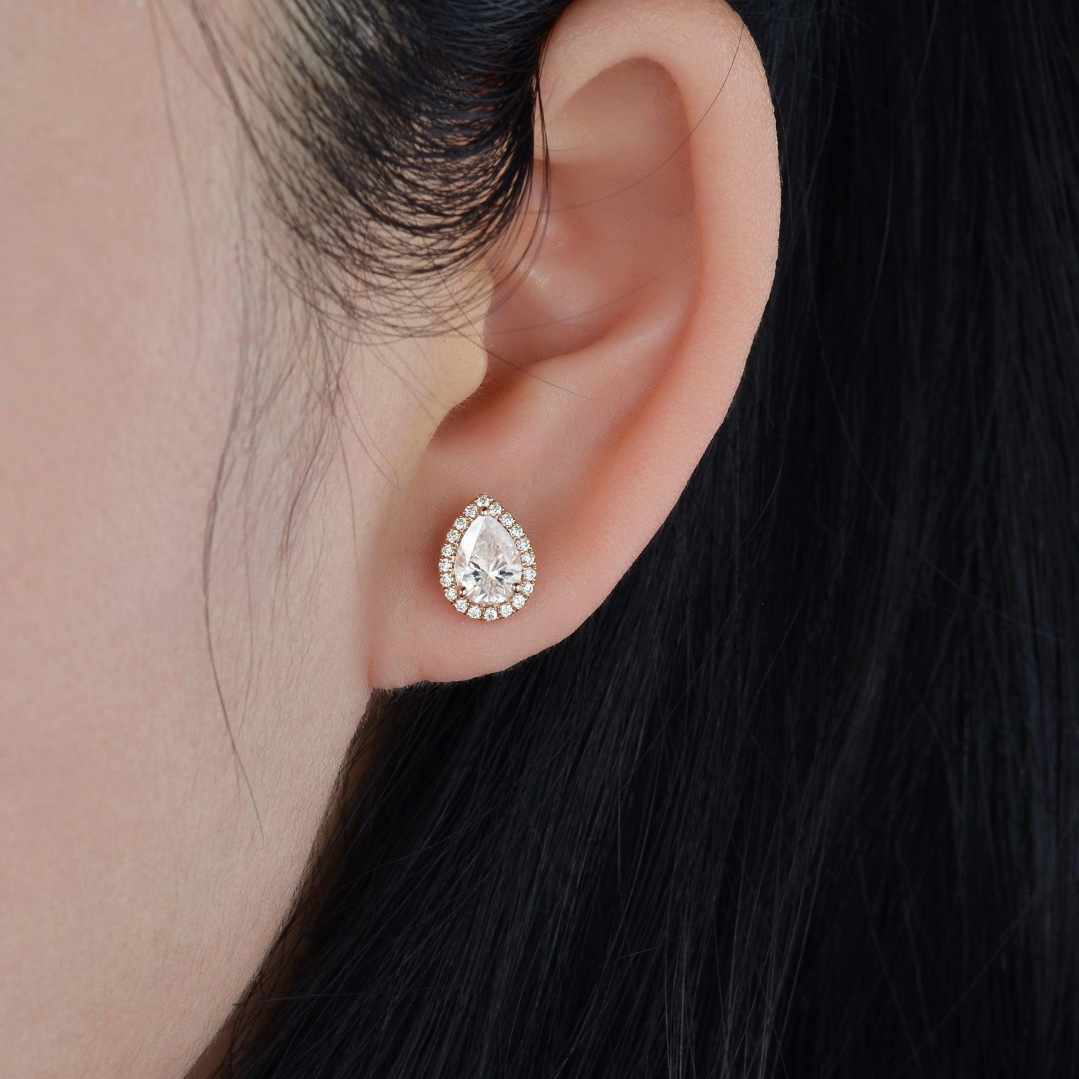 Felicegals Moissanite Pear Halo Earrings Sparkling Piece Everyday Wear