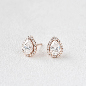 Clean Style Felicegals Moissanite Pear Halo Earrings