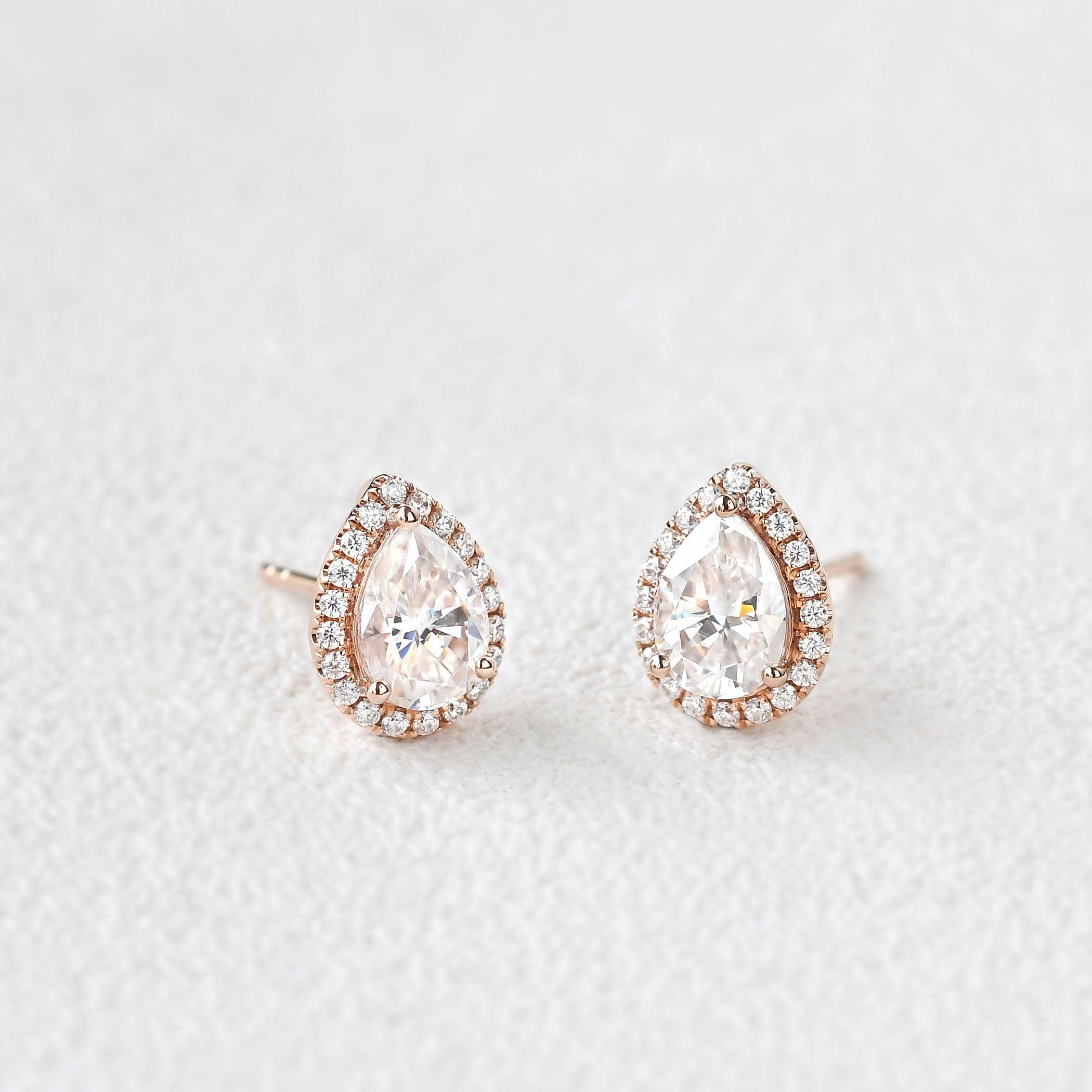 Statement Accessory Felicegals Moissanite Pear Halo Earrings