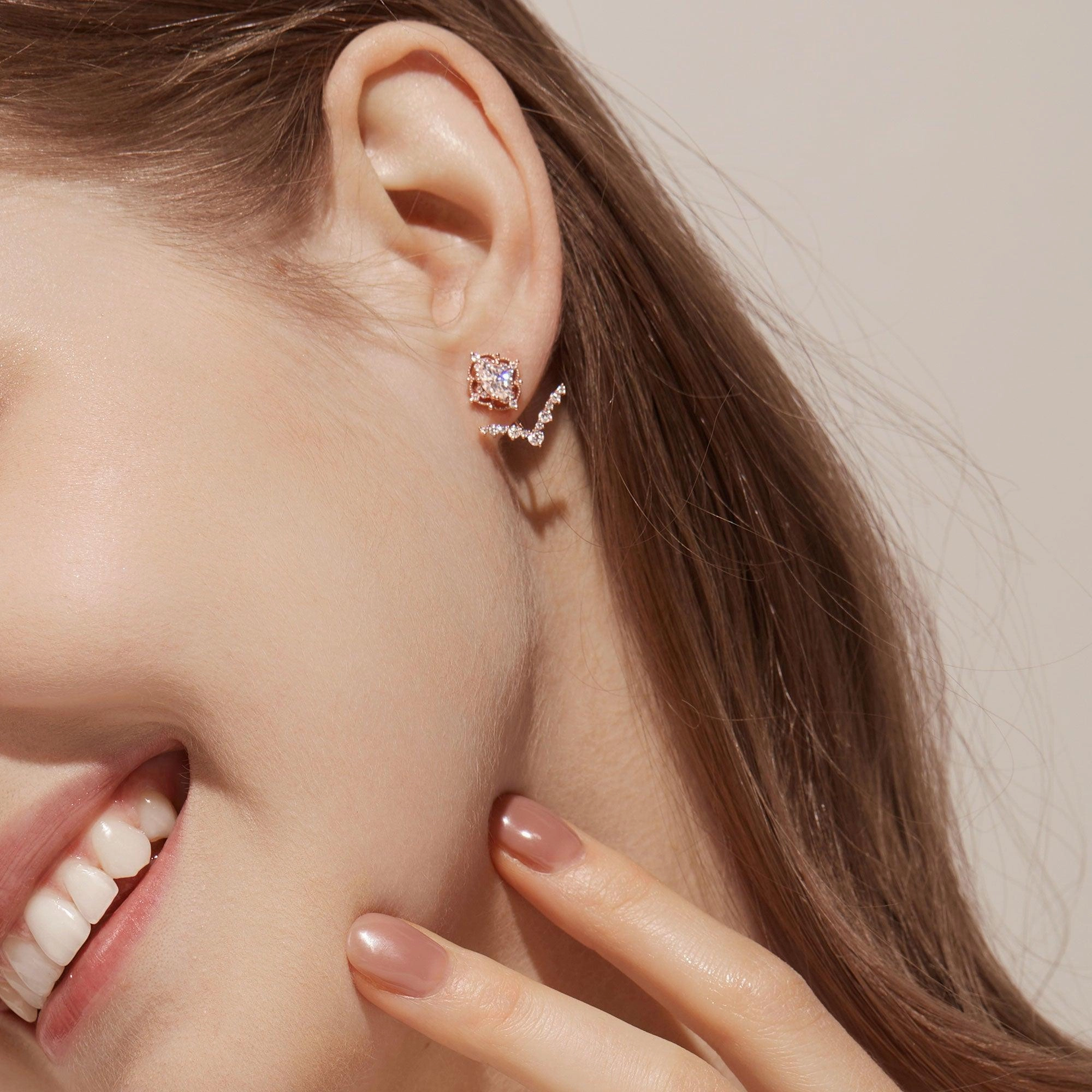 Special Look Unique Spark Felicegals Moissanite Signature Vintage Earrings