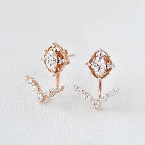 Creative Twist Delicate Look Felicegals Moissanite Signature Vintage Earrings