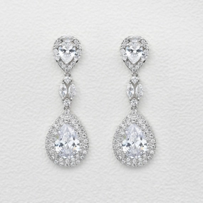 Felicegals Stimulated Diamond Halo Drop Earrings Holiday Party Soft Statement