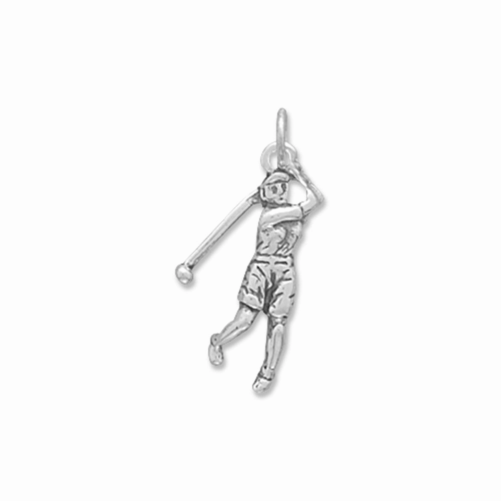 Female Golfer Charm Sterling Silver Modern Appeal