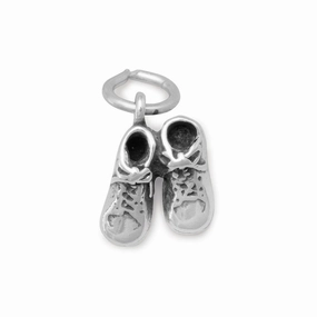 Brilliant Sparkle Evening Style Pair Baby Shoes Charm Sterling Silver - Made in the USA
