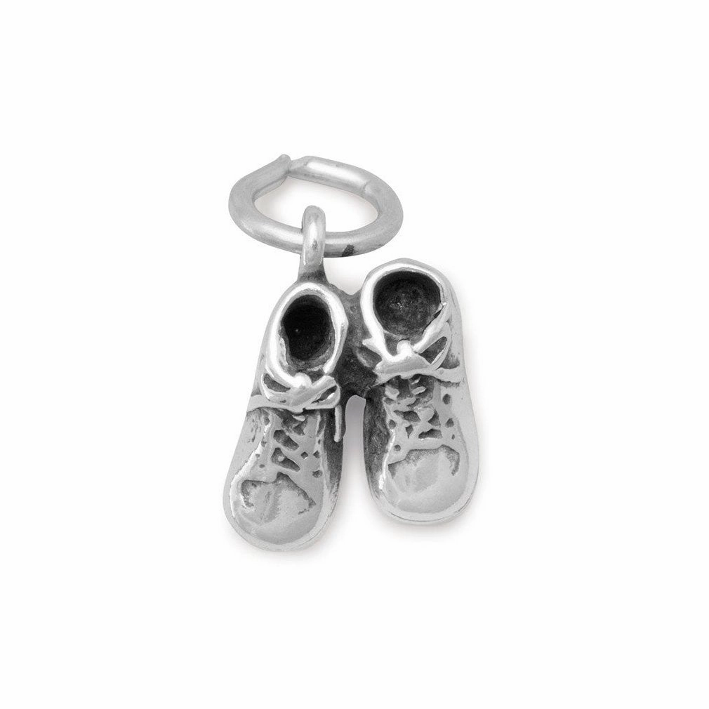 Brilliant Sparkle Evening Style Pair Baby Shoes Charm Sterling Silver - Made in the USA