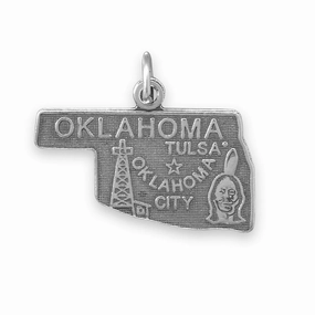 Oklahoma State Charm Antiqued Sterling Silver Sophisticated Jewelry Design Lustrous Glow