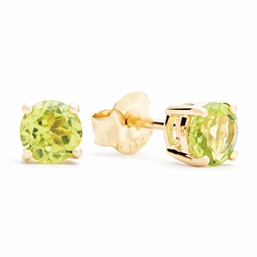 Secure Style Brilliant Selection Bremer Jewelry Round Shape Peridot Stud Earrings in 14K Yellow Gold (1.13ctw)