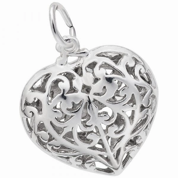 Charming Jewelry Shiny Layer Filigree Heart Charm
