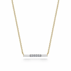 Cool feature Balanced Form Enamel - 14K Yellow Gold Diamond Bar Necklace with White Enamel