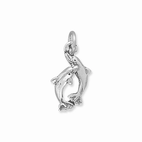 Shiny Layer Luxe Lookbook Two Playful Dolphins Charm Sterling Silver - Made in the USA