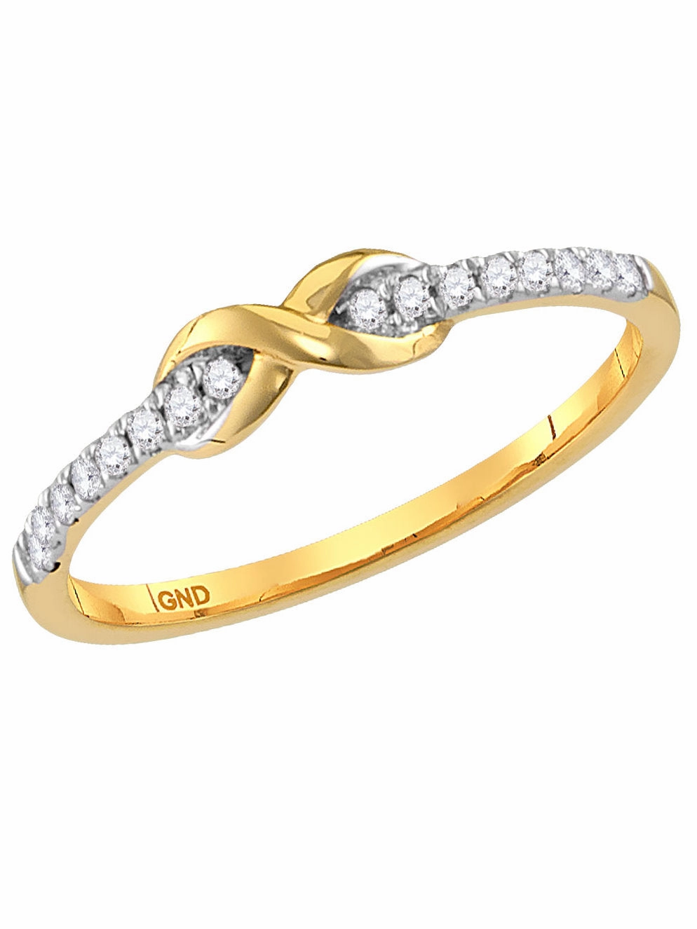 Secure Expression 10k Yellow Gold Diamond Stackable Infinity Design Band Ring .11 CTW