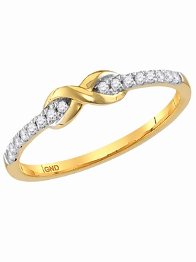 Secure Expression 10k Yellow Gold Diamond Stackable Infinity Design Band Ring .11 CTW