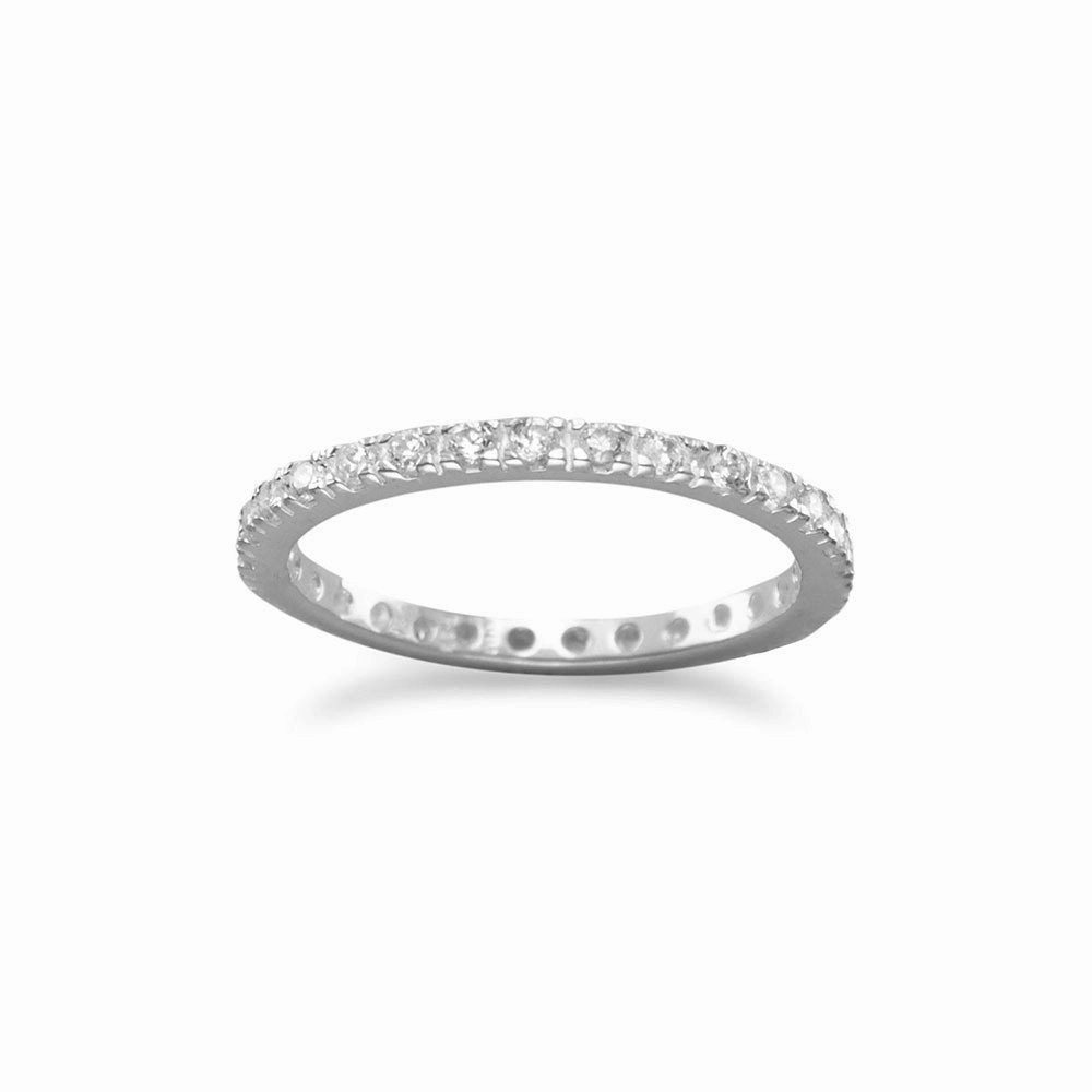 Sturdy Piece Sturdy Expression Eternity Wedding Band Ring 2mm Cubic Zirconia Sterling Silver