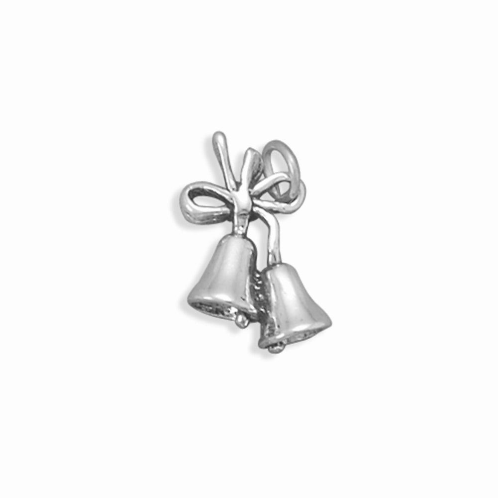 Exclusive Detail Christmas Bells or Wedding Bells Charm Sterling Silver, Made in the USA