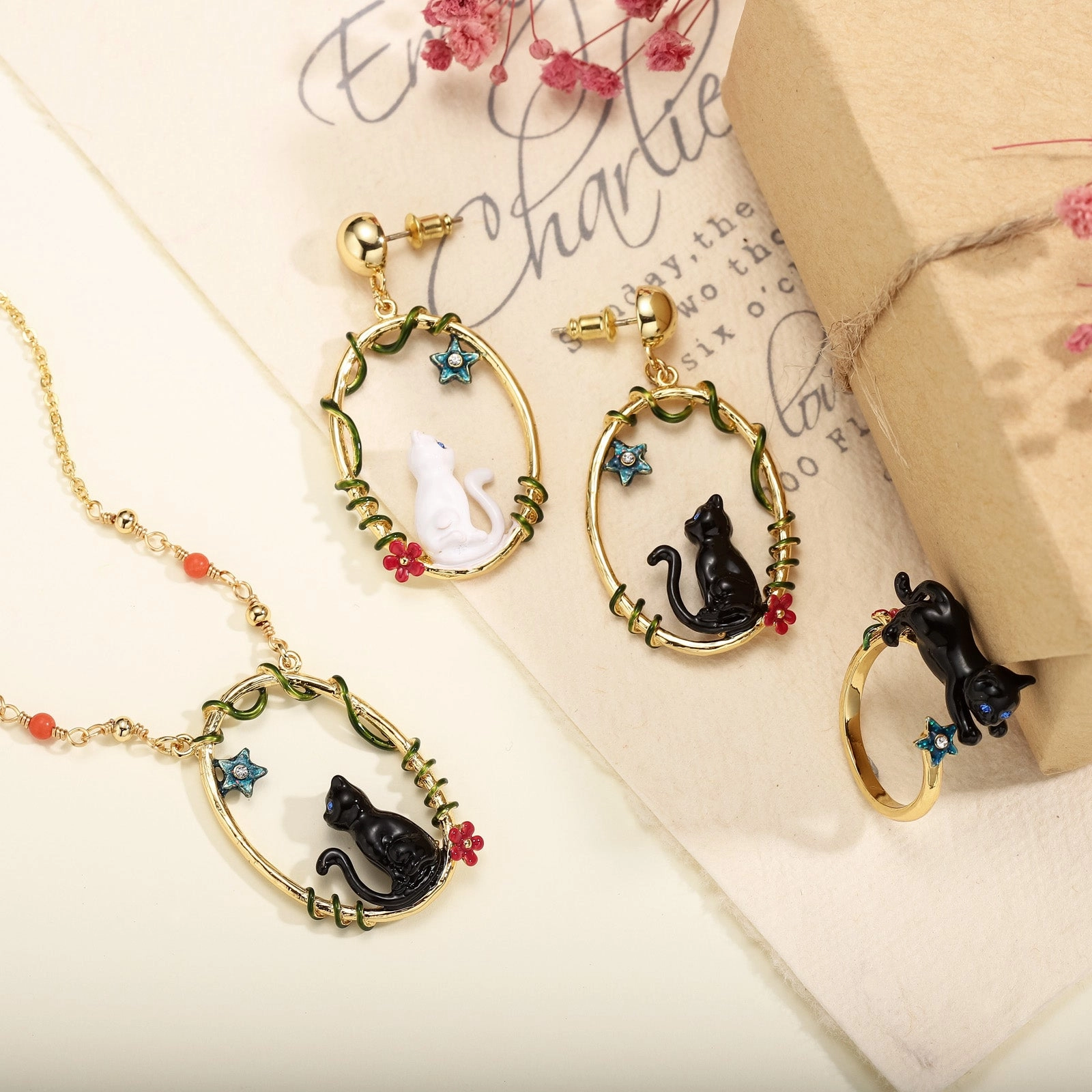 Creative Accessory Luxury Keepsake Black Cat Gift Set with Gift Wrapping