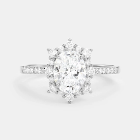 Oval Lab Grown Diamond Cluster Halo Ring Sparkling Jewelry Design Dynamic Form
