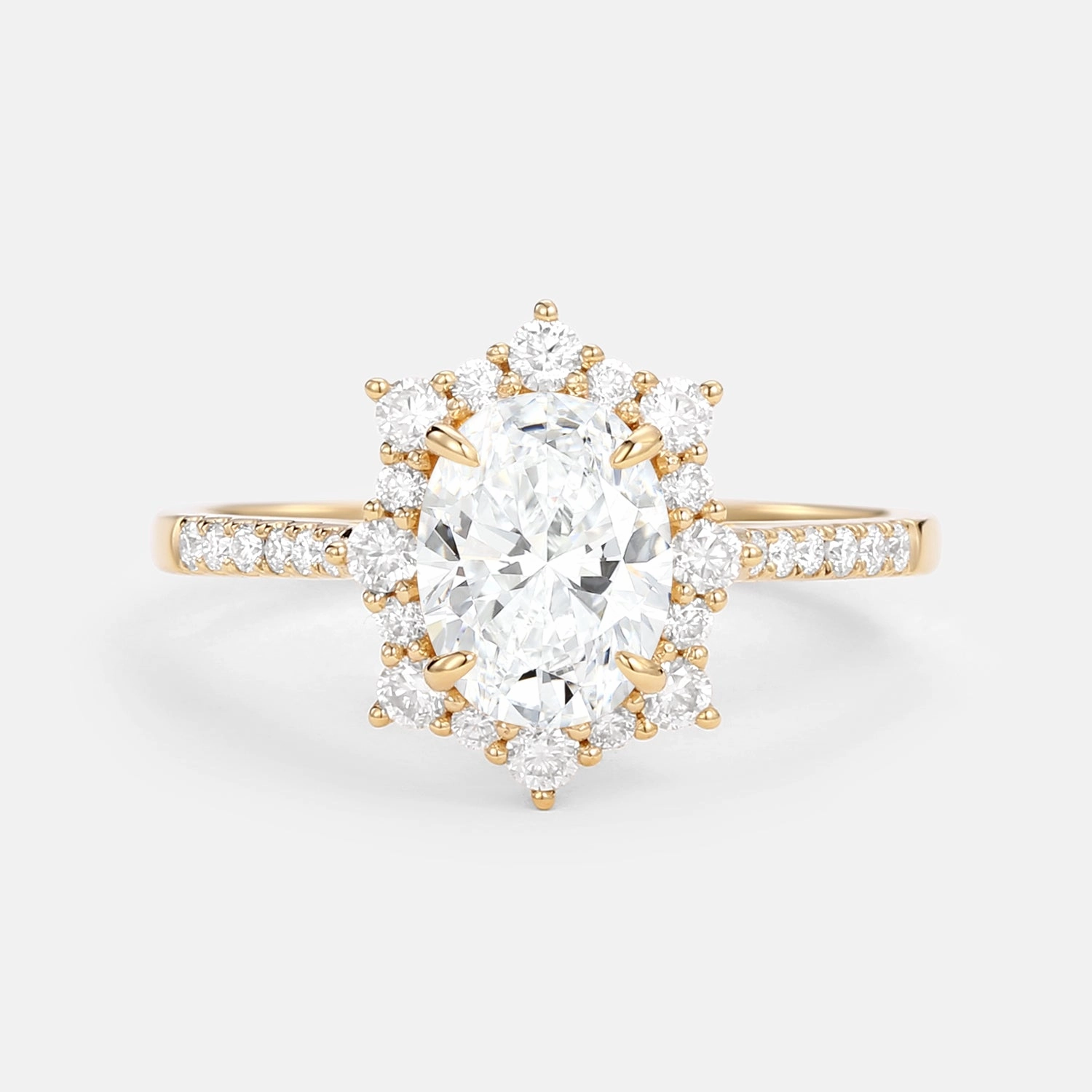 Oval Lab Grown Diamond Cluster Halo Ring Mixed Metals Dazzling Detail