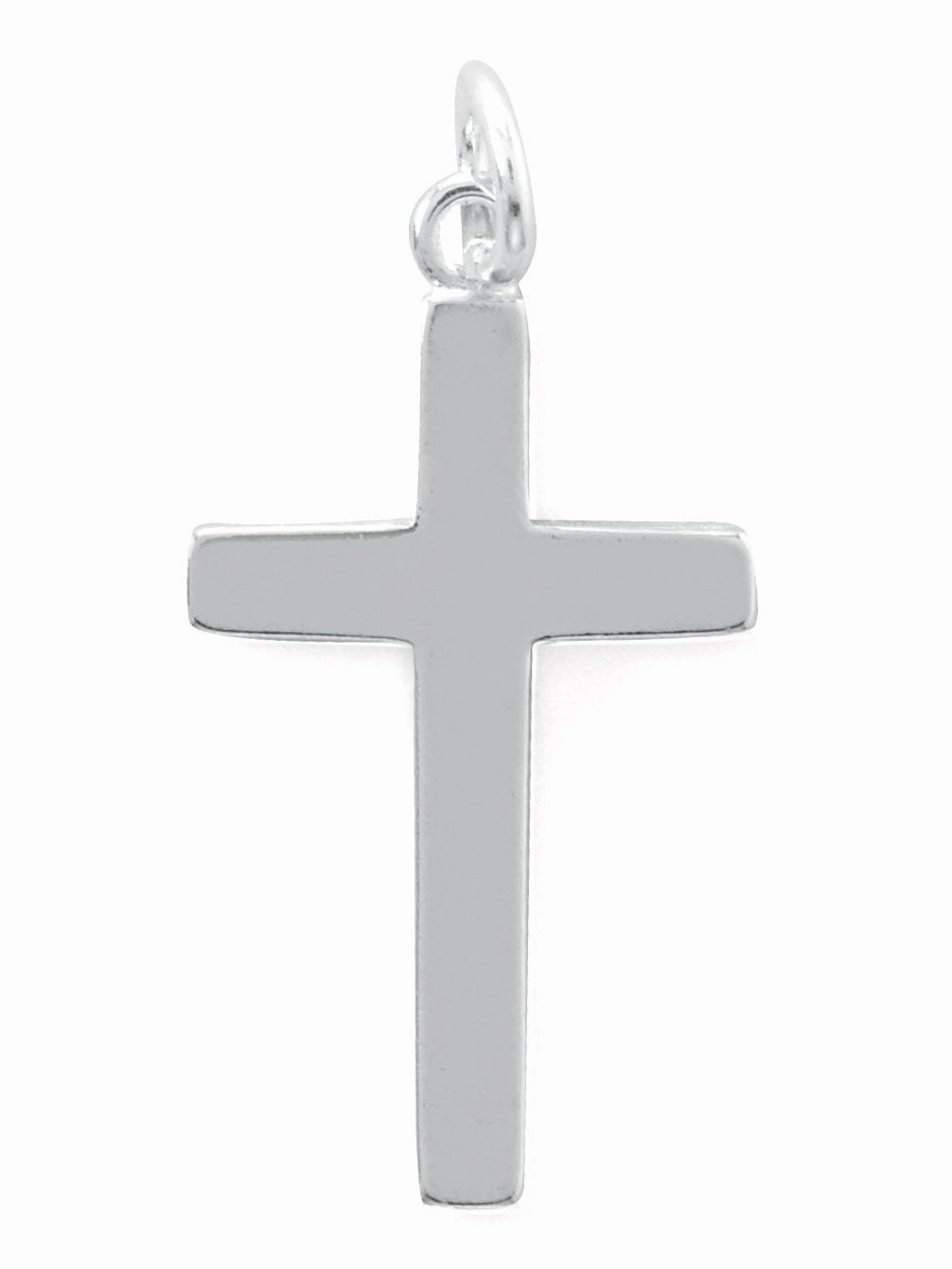Polished Cross Charm Small Pendant 23x12mm Sterling Silver Soft feature Inspired Accent