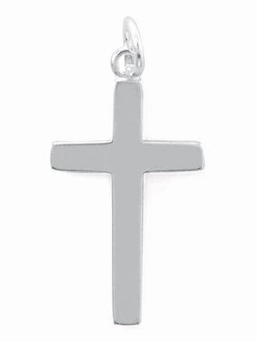 Polished Cross Charm Small Pendant 23x12mm Sterling Silver Soft feature Inspired Accent
