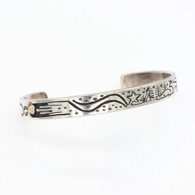 Soft Materials Natural Details Vidal Aragon Santa Domingo/Kewa Handmade Sterling Silver 14KT Cuff Bracelet
