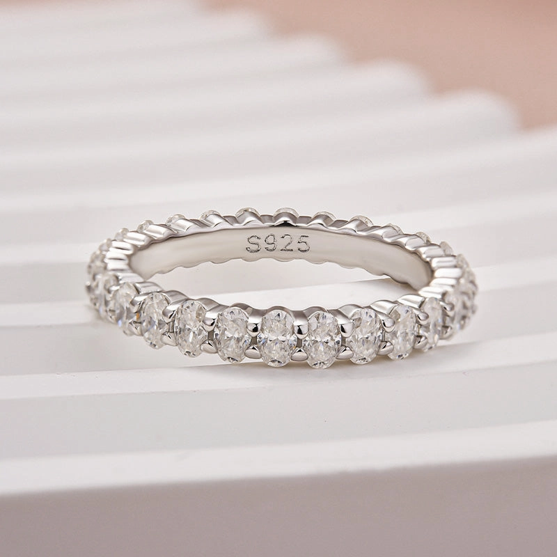 Luxury Touch Urban Feature Louily Moissanite 3.0 Ct Oval Cut Full Wedding Band for Women