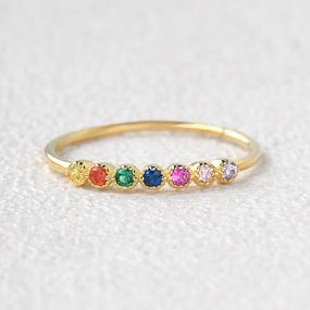 Timeless Fit Rainbow Lab Sapphire Gemstone Half Rose Gold Wedding Band