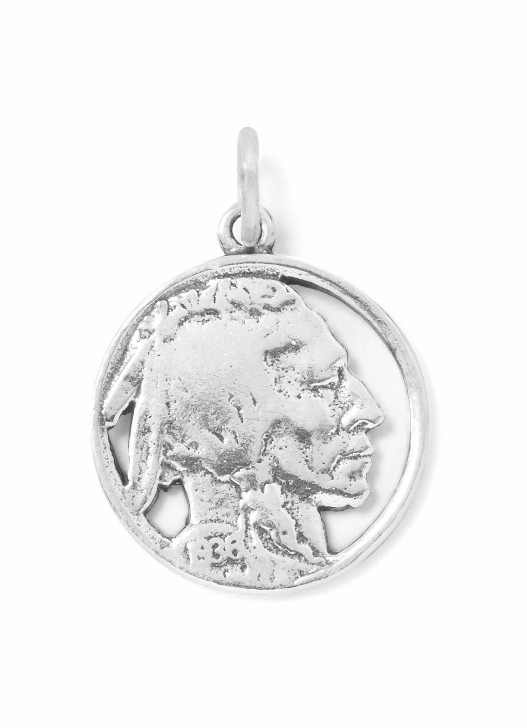 Sophisticated Finish Dazzle Factor Indian Head Nickel Charm Sterling Silver - Made in the USA