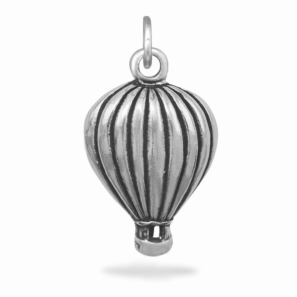 Trendy Layer Contemporary Form Hot Air Balloon Charm Sterling Silver