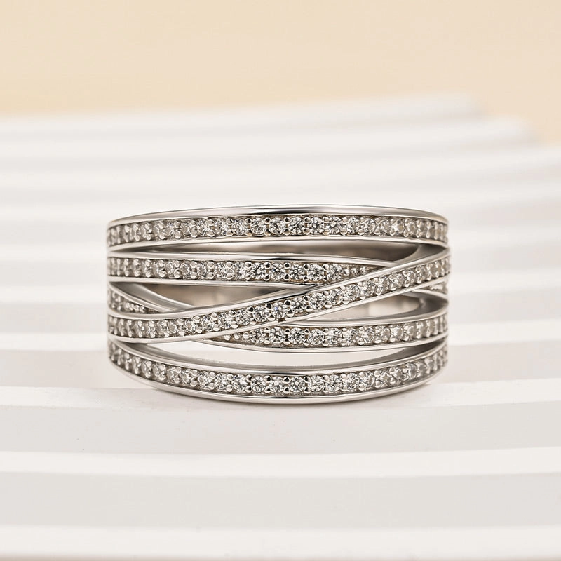 Evening Feature Louily Dainty X Criss Cross Wedding Band For Women In Sterling Silver