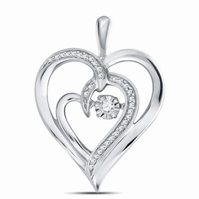 Diamond Heart Twinkle Pendant .03 CTW Rhodium on Sterling Silver Timeless Layer