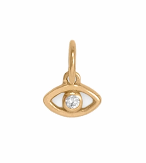 Daily Detail 14k Yellow Gold Evil Eye Charm with Cubic Zirconia