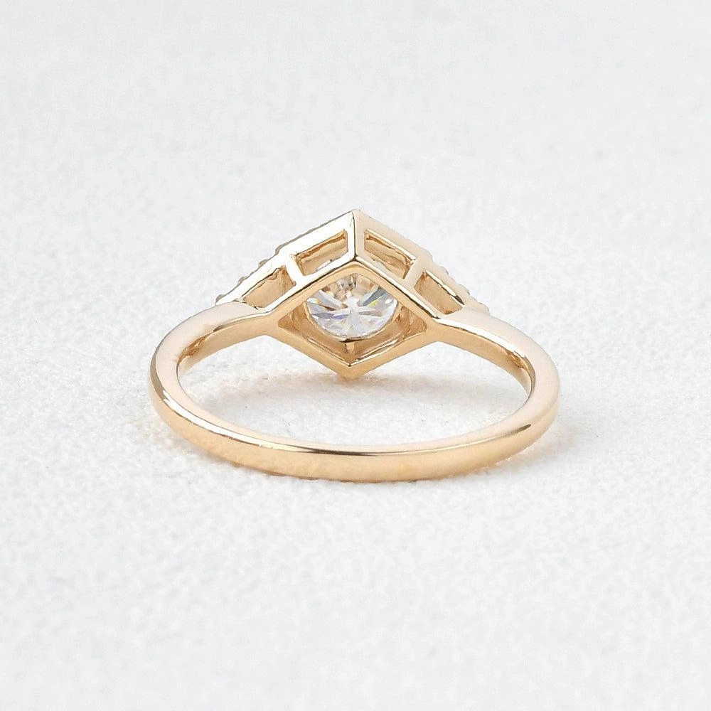 Sophisticated Pieces Geometric Moissanite Yellow Gold Ring