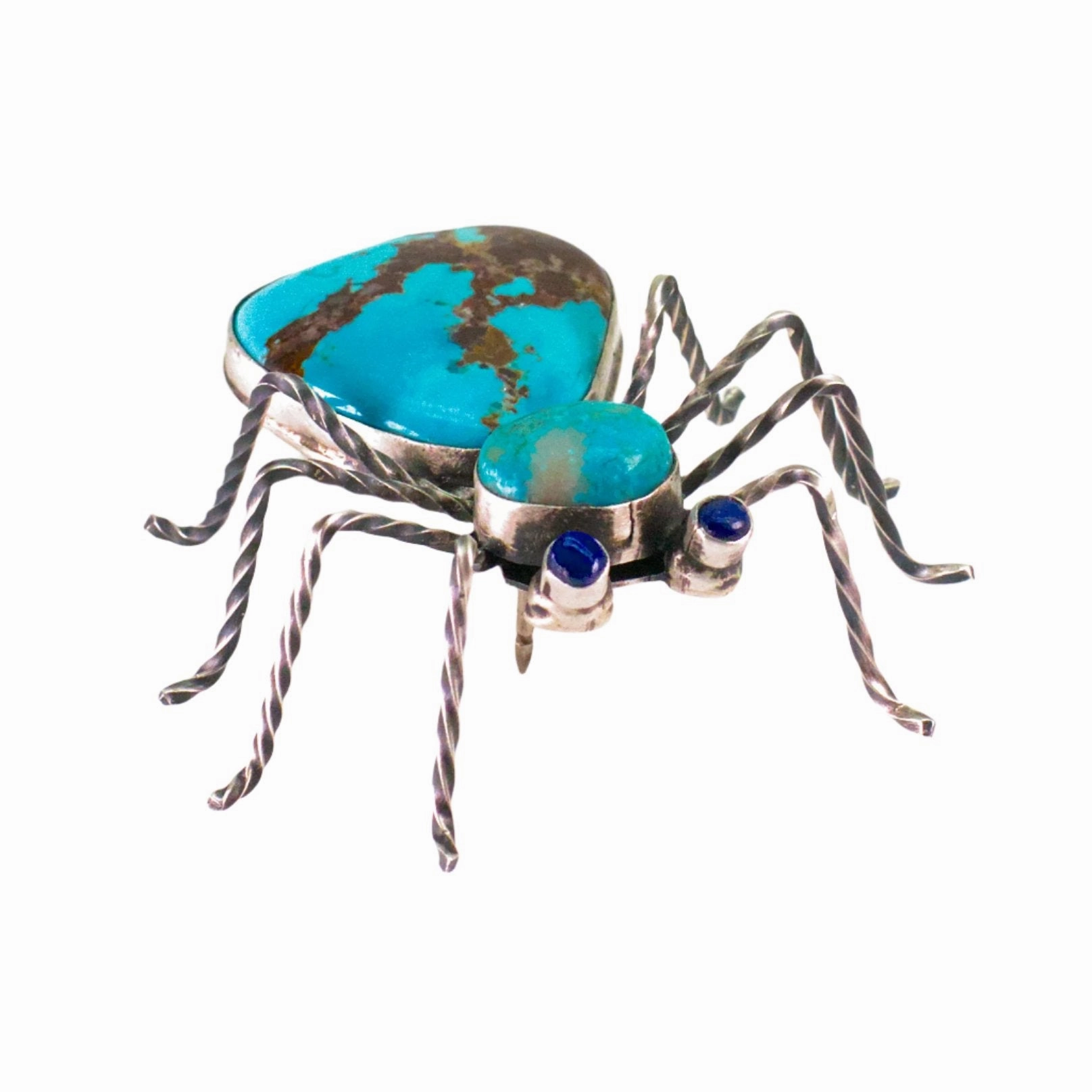 Smart Casual Herbert Ration Navajo Handmade 925 Sterling Silver Turquoise Spider Pin (Lapis Eyes)