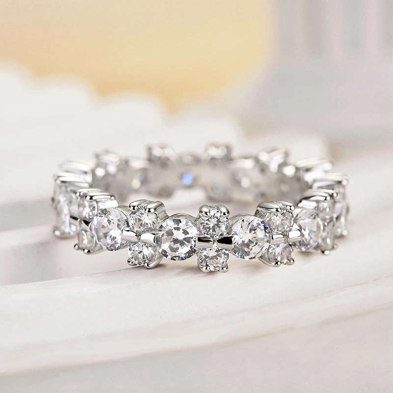 Modern Sparkle Louily Unique Round Cut Full Wedding Band for Women