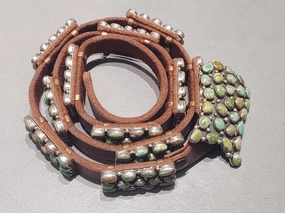 Stylish Outfit Green Turquoise Sterling Silver Concho Belt - Handmade Native American