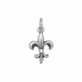 Fleur-de-lis Versant Sterling Silver Charm Pendant Sterling Silver, Made in the USA Party Gift Vintage Pop