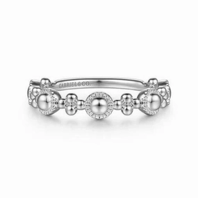 Minimalist Design 14K White Gold Bujukan Station Delicate Stackable Ring
