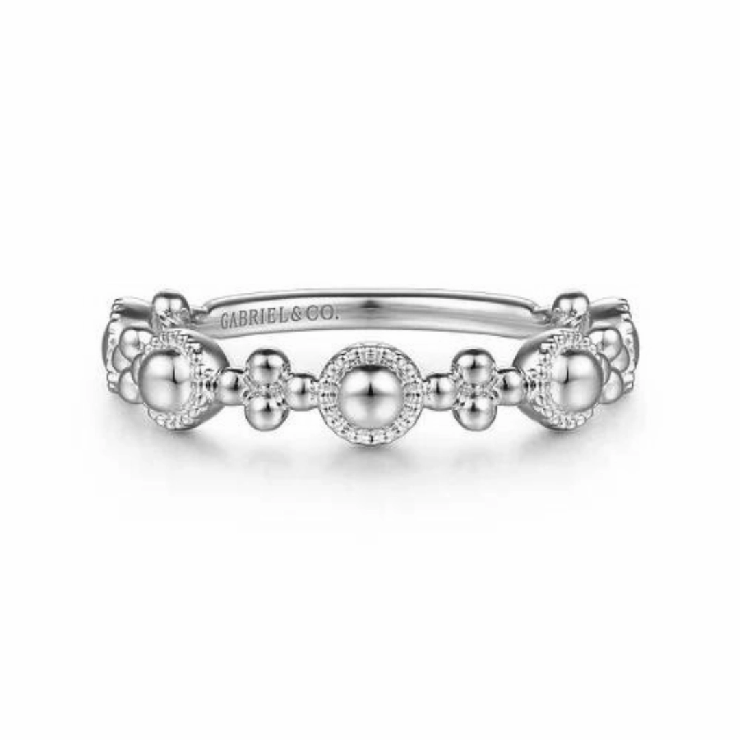 Minimalist Design 14K White Gold Bujukan Station Delicate Stackable Ring